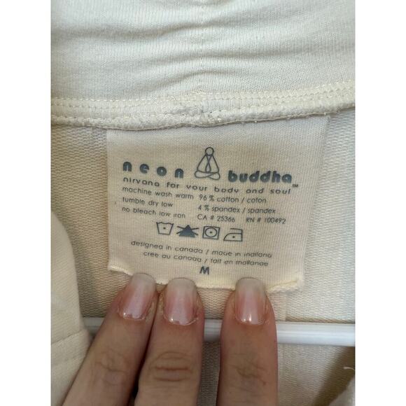 Neon Buddha Ivory Lightweight Jacket Wood Buttons Medium - Picture 3 of 6